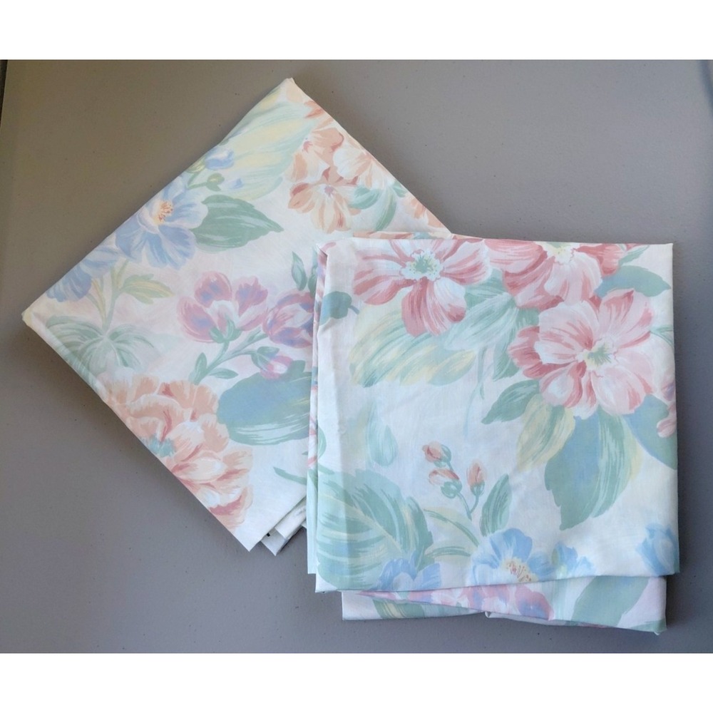 VTG‎ Stevens KING Pillowcases Set Cottagecore Cabbage Rose Prairie Floral Cotton